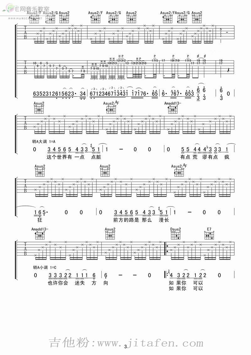 向阳花-汪峰(吉他谱_蚂蚁编配完整版) 吉他谱