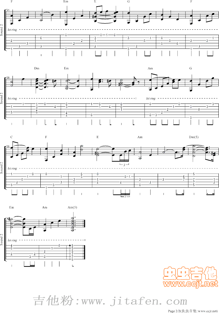 哀のテーマB（柯南插曲）指弹独奏 吉他谱