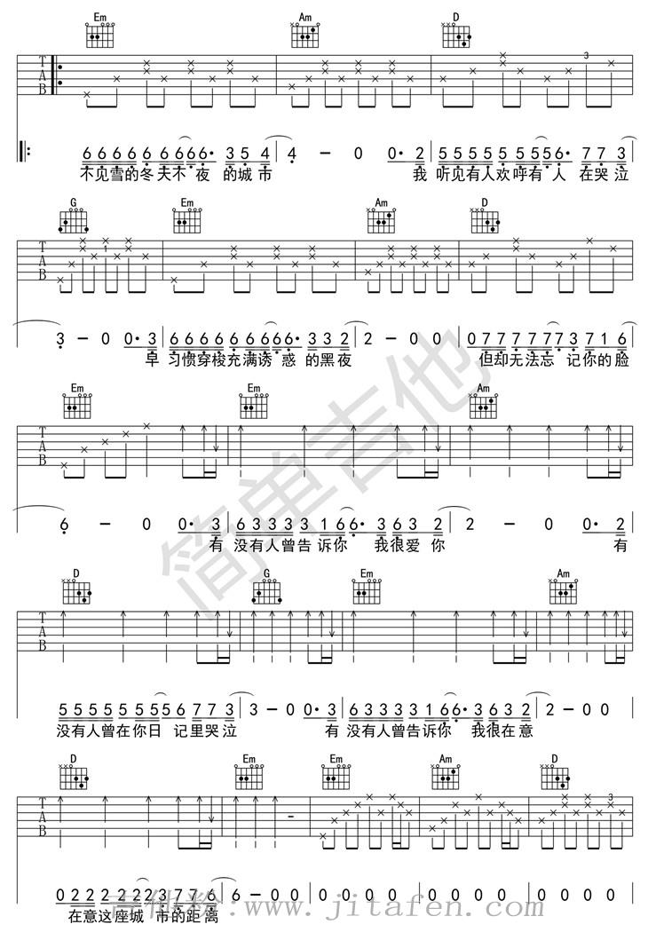 有没有人曾告诉你（新手好听版） 吉他谱
