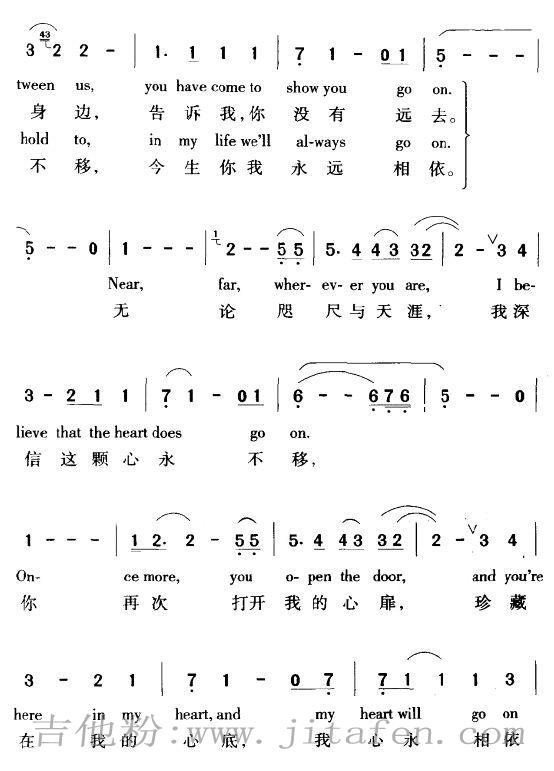 我心永恒（英汉双语） 吉他谱