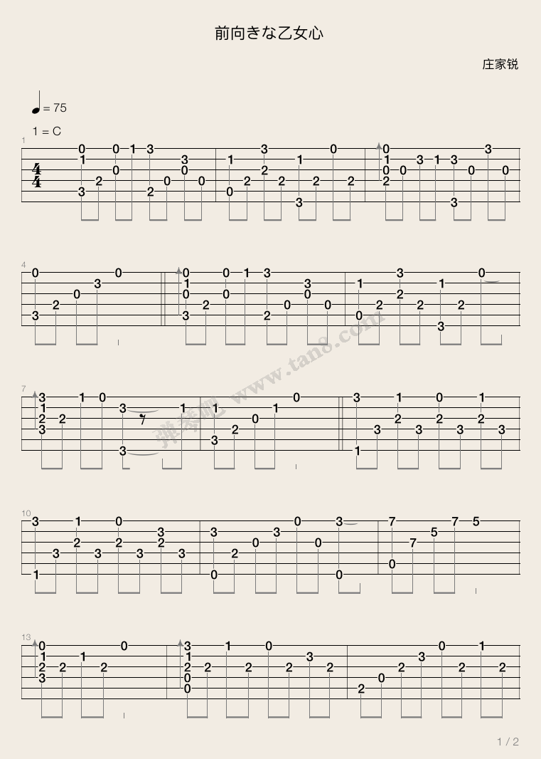 士兵突击插曲《前向きな乙女心》(积极的少女心) 吉他谱