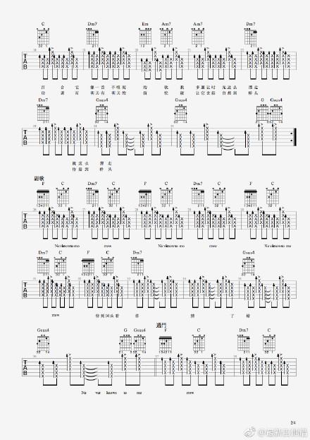 朴树Never Knows Tomorrow吉他谱弹唱谱歌词 吉他谱