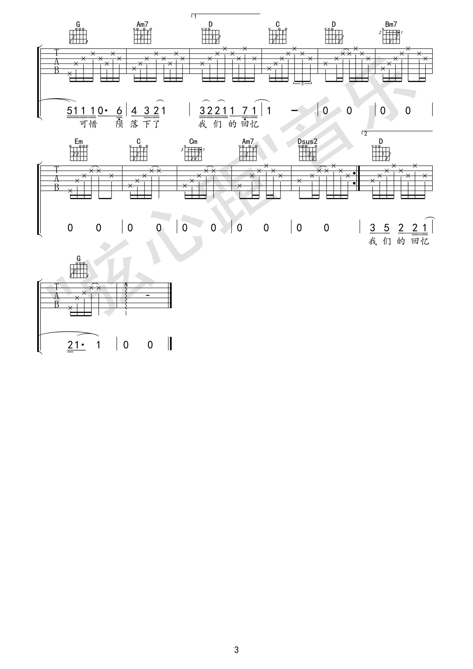 陈翔《烟火》 吉他谱