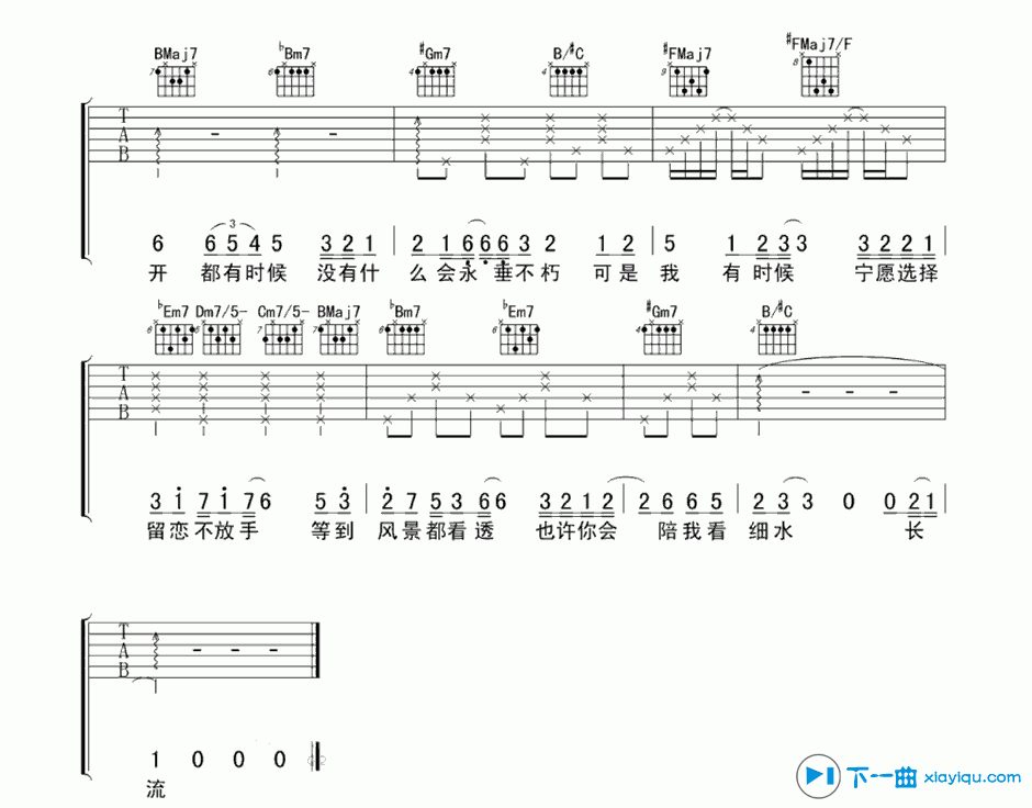 红豆吉他谱F调_方大同红豆吉他六线谱 吉他谱