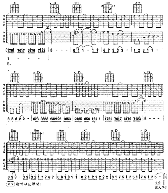 不再犹豫 吉他谱