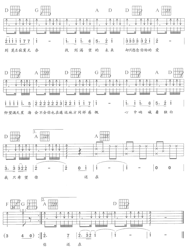 希望你还在-许绍洋(吉他谱_六线谱) 吉他谱
