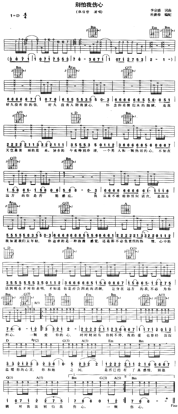 别怕我伤心 吉他谱
