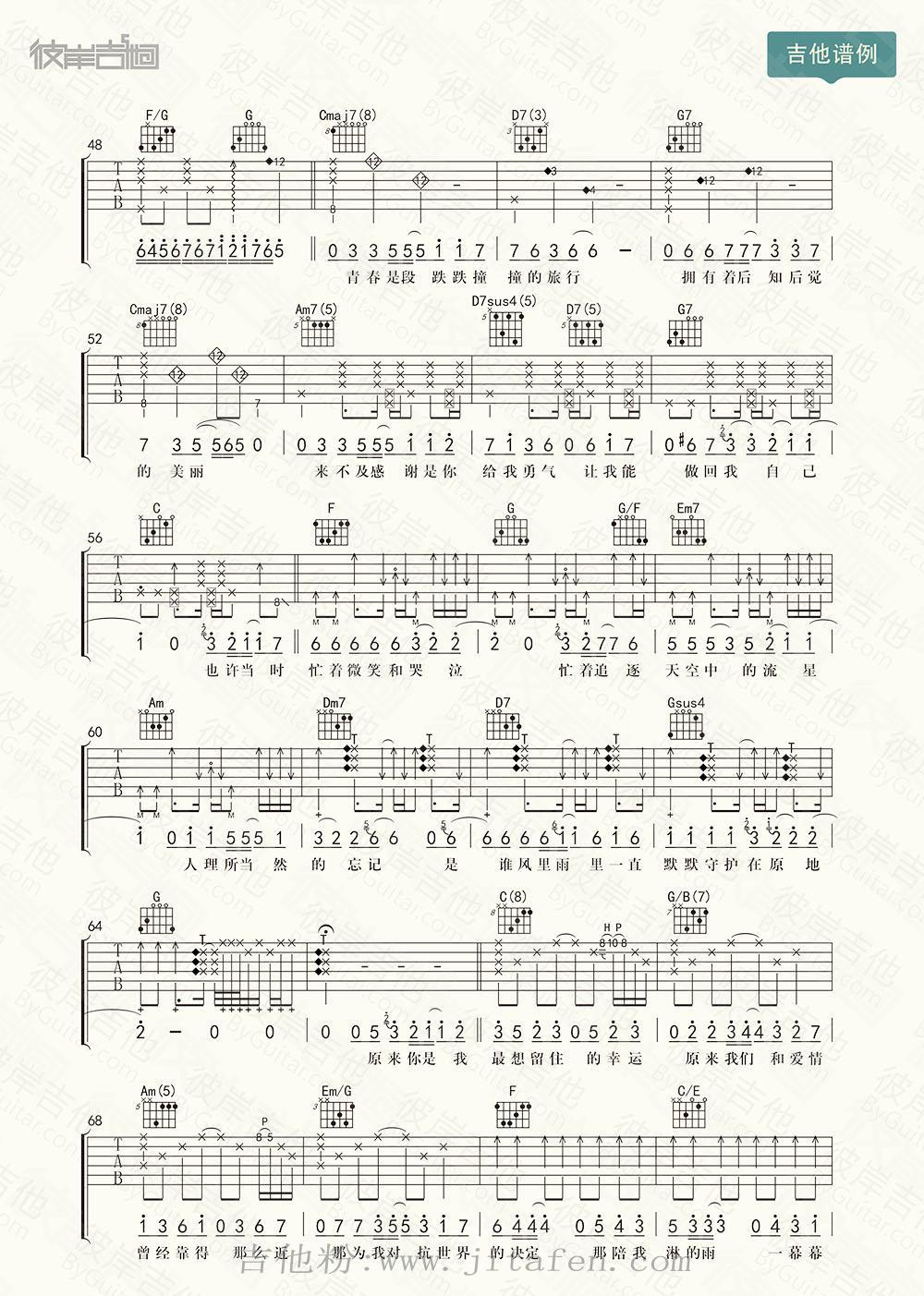 《小幸运》（改编版）[《和老杨一起玩吉他》第51课练习曲] 吉他谱