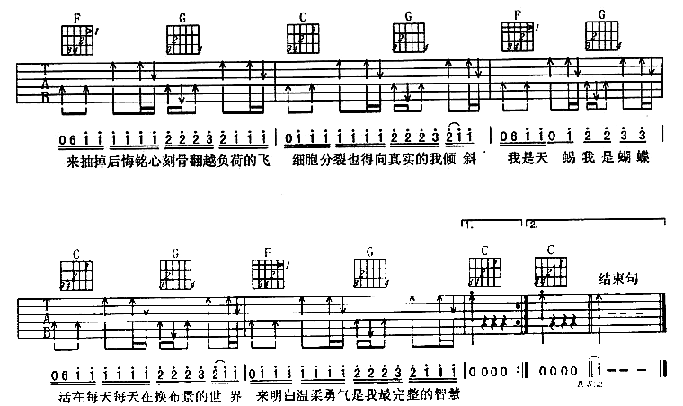 天蝎蝴蝶 吉他谱