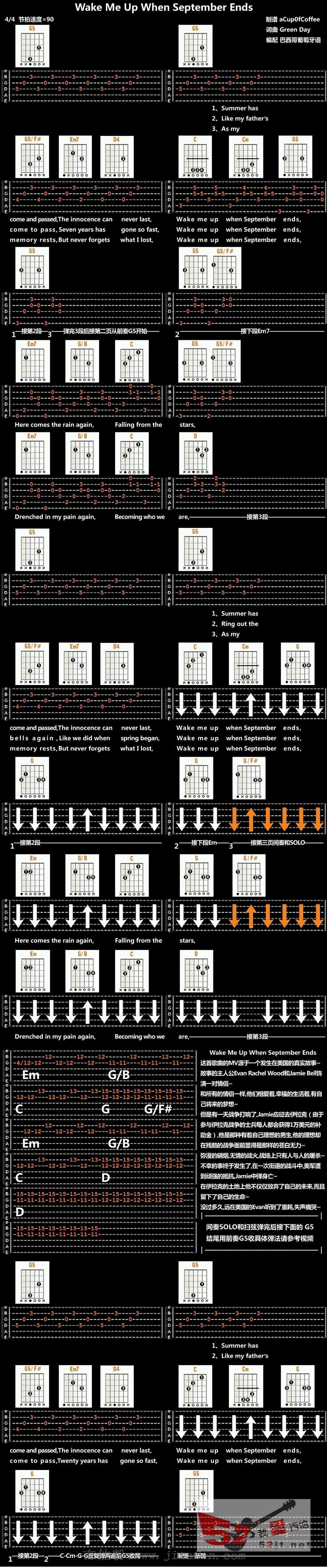 Wake Me Up When September Ends吉他谱视频 吉他谱