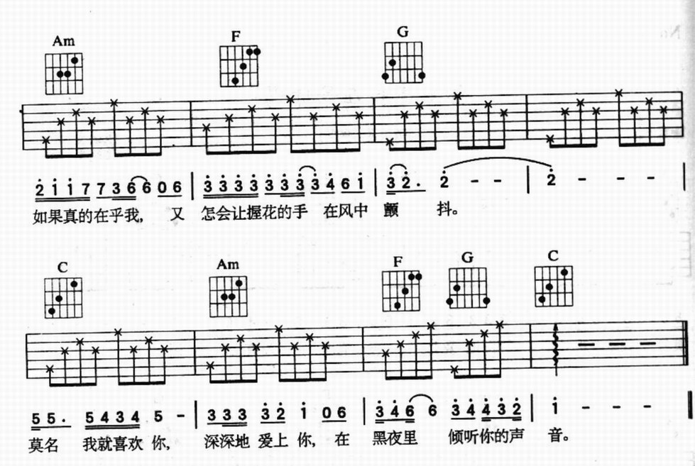 你知道我在等你吗（图片） 吉他谱