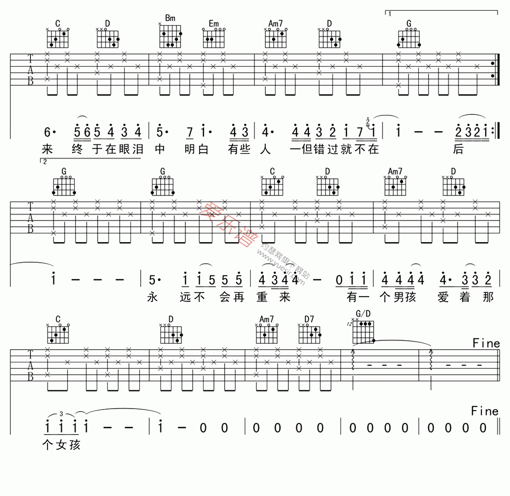 刘若英《后来》 吉他谱