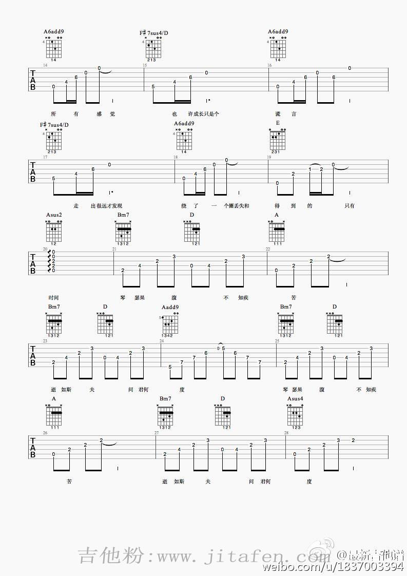 如斯吉他谱_丢火车乐队_如斯六线谱_弹唱谱完整版 吉他谱