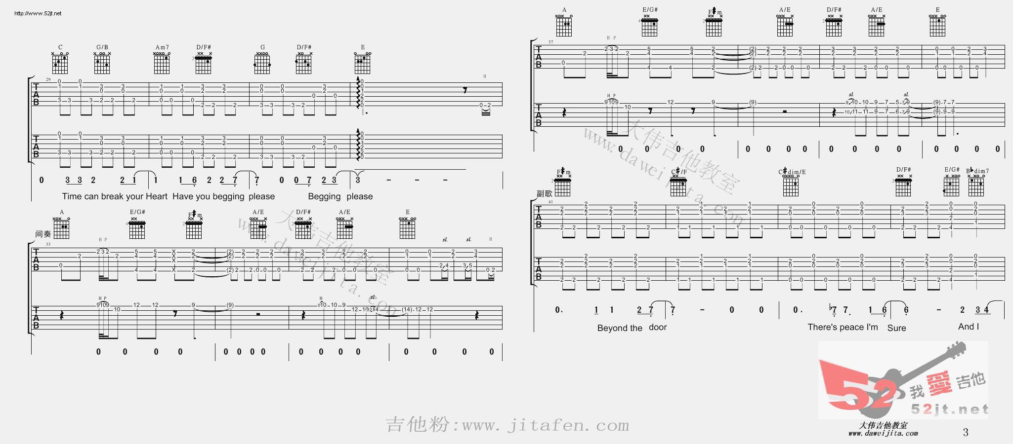 tears in heaven 弹唱教学吉他谱视频 吉他谱