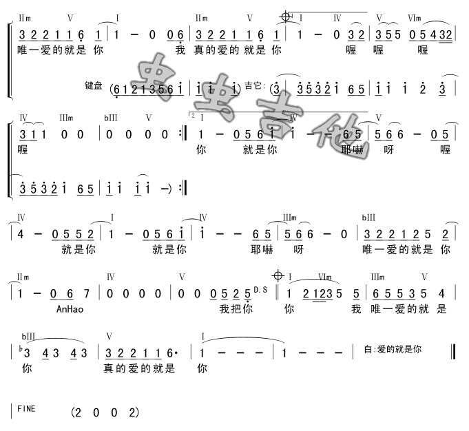 爱的就是你-版本二 吉他谱