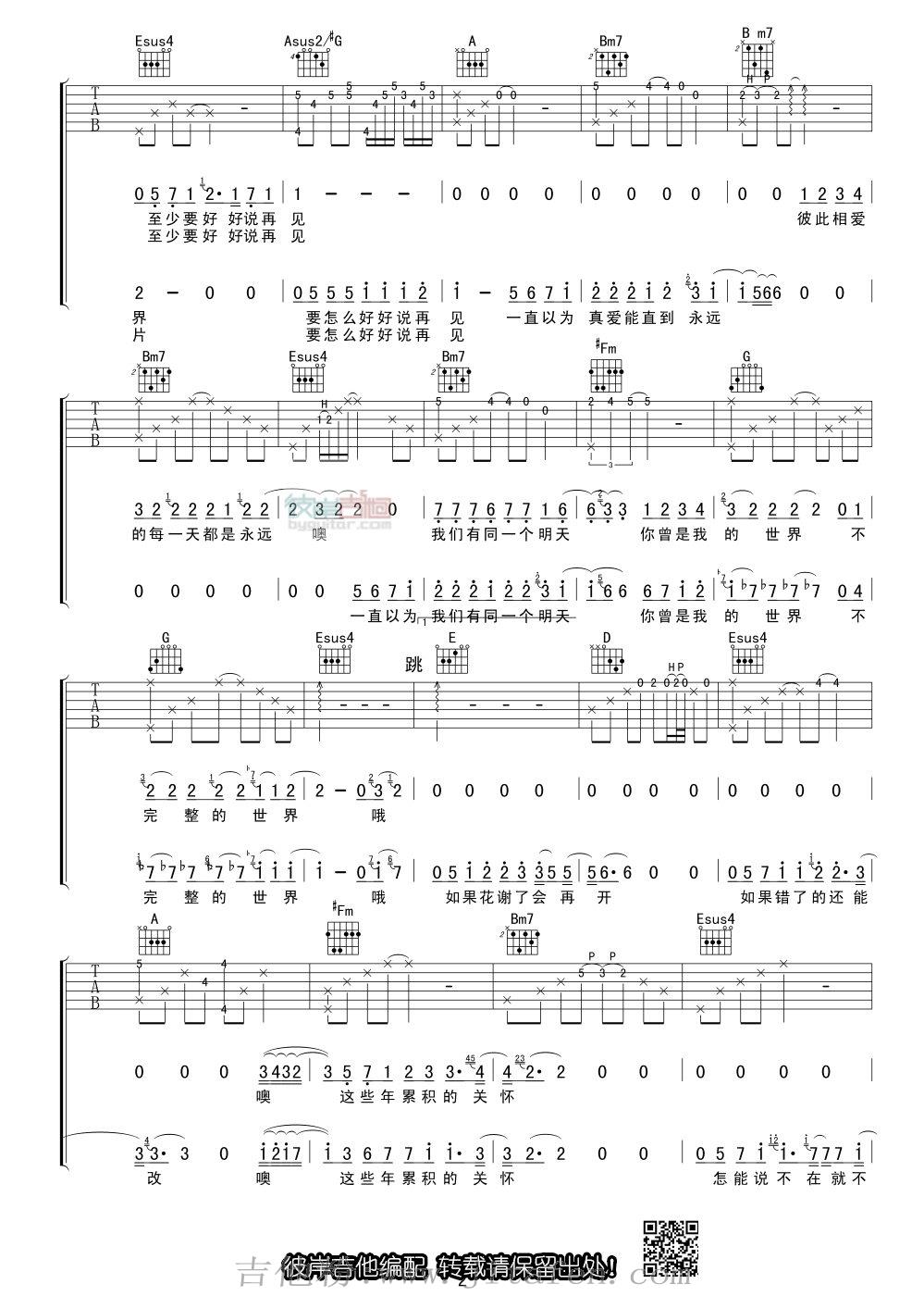 陶喆/关诗敏 好好说再见 吉他谱