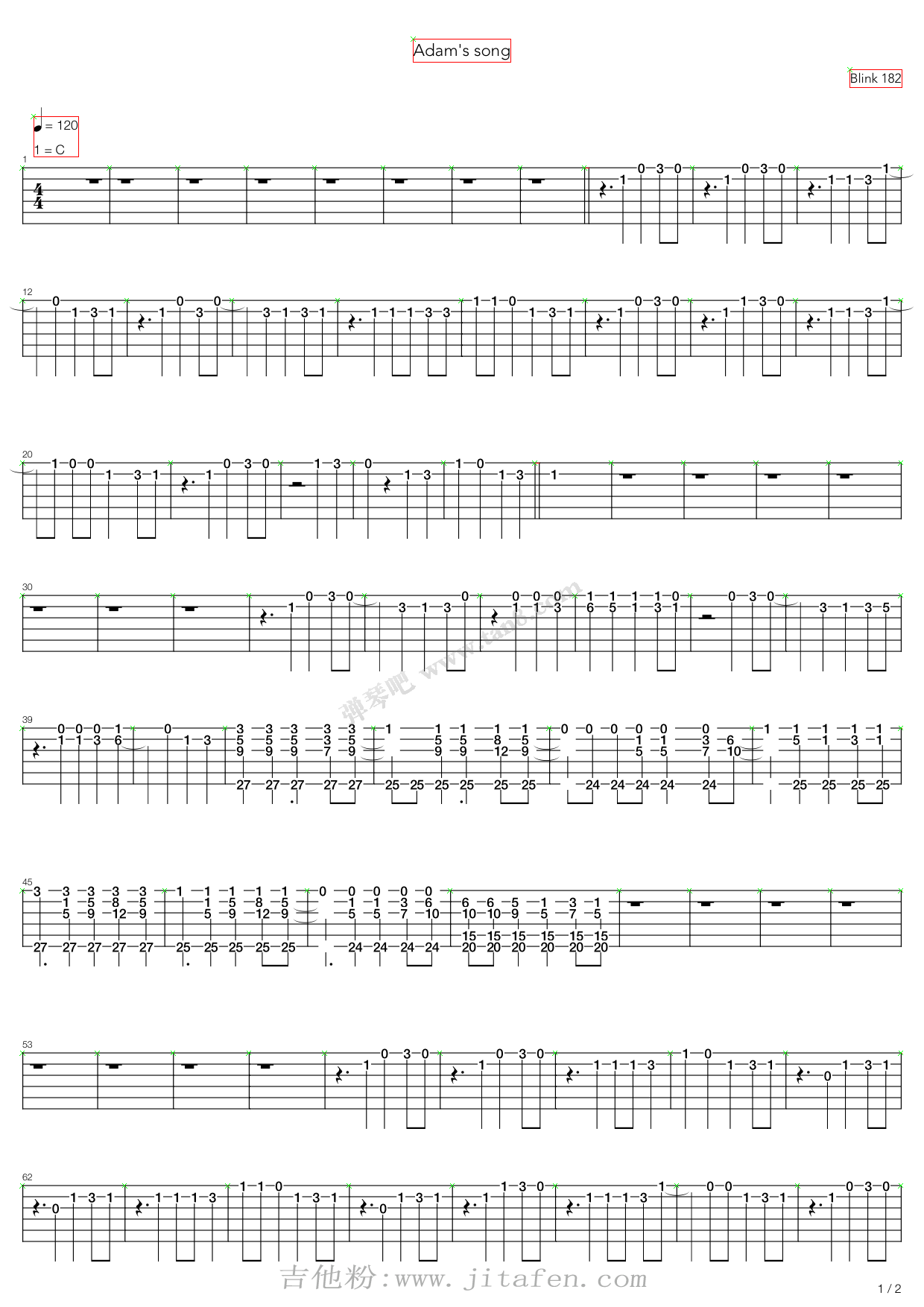 Adams Song 吉他谱