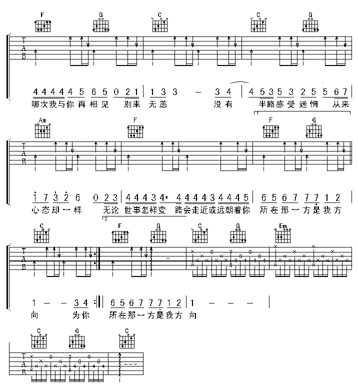 别来无恙 吉他谱