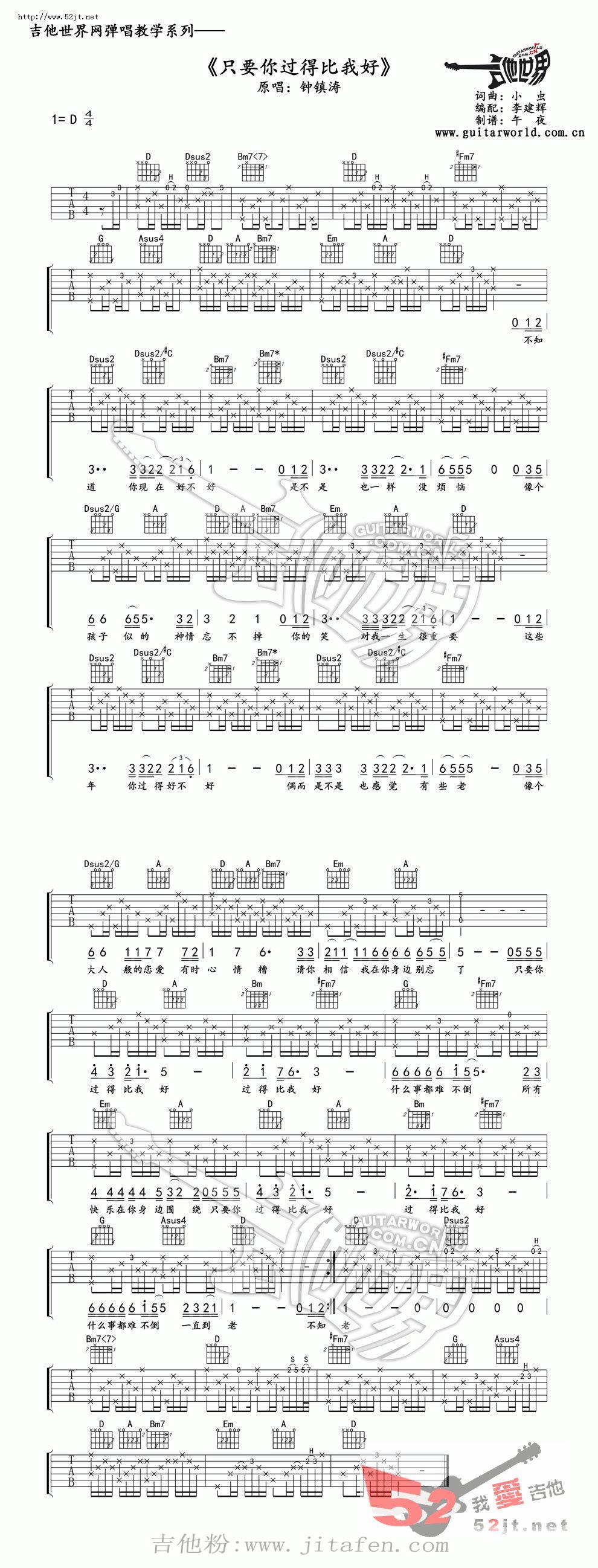 只要你过得比我好 视频教学吉他谱视频 吉他谱