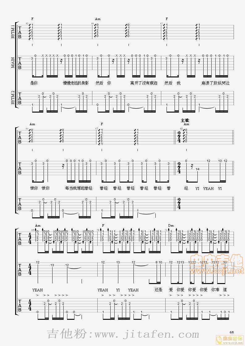 A.I.N.Y.邓紫棋(Am)双吉他版各种格式 吉他谱