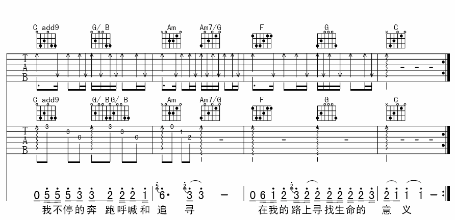 汪峰 我的路 吉他谱