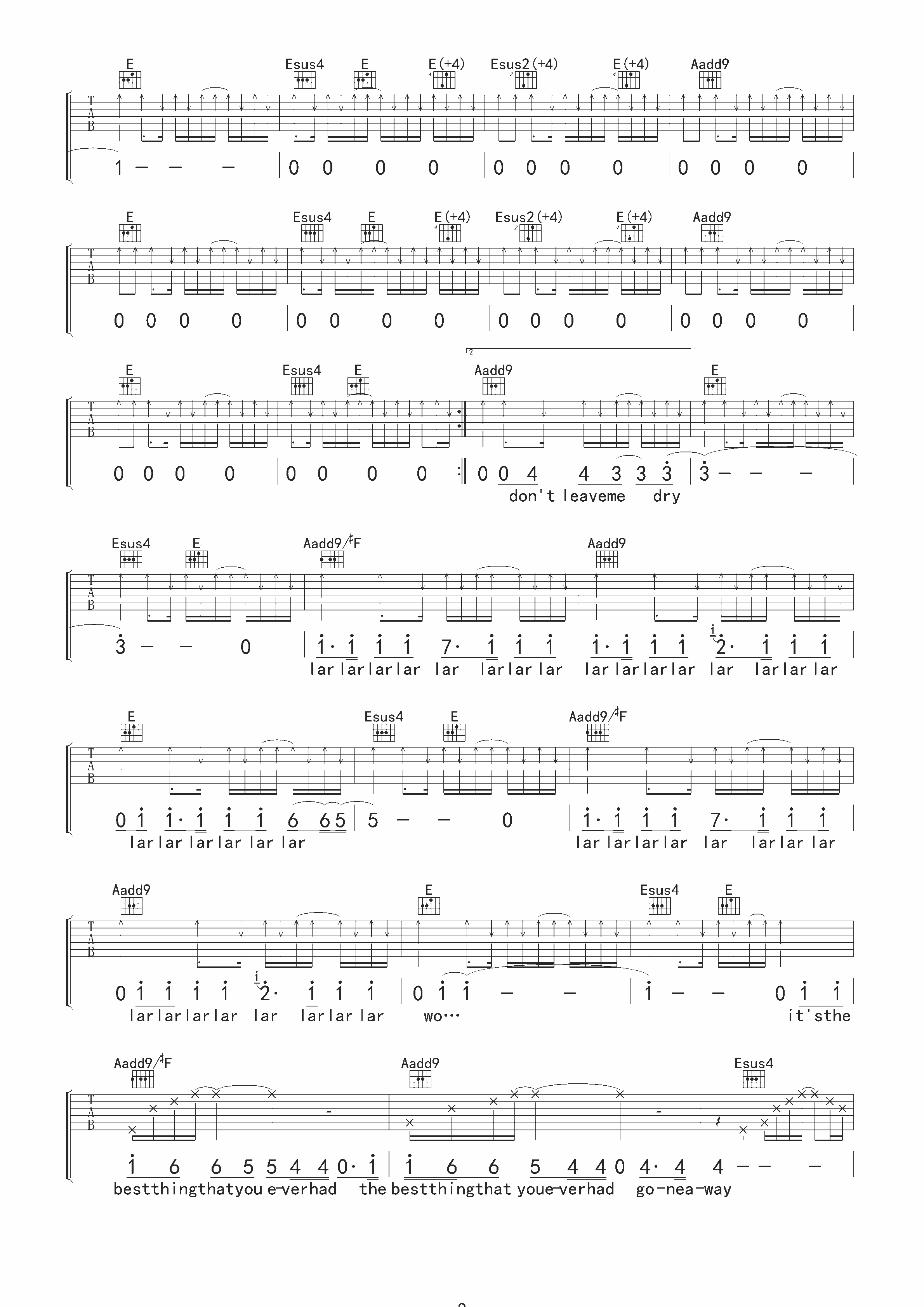 Radiohead《high and dry》吉他弹唱谱 吉他谱