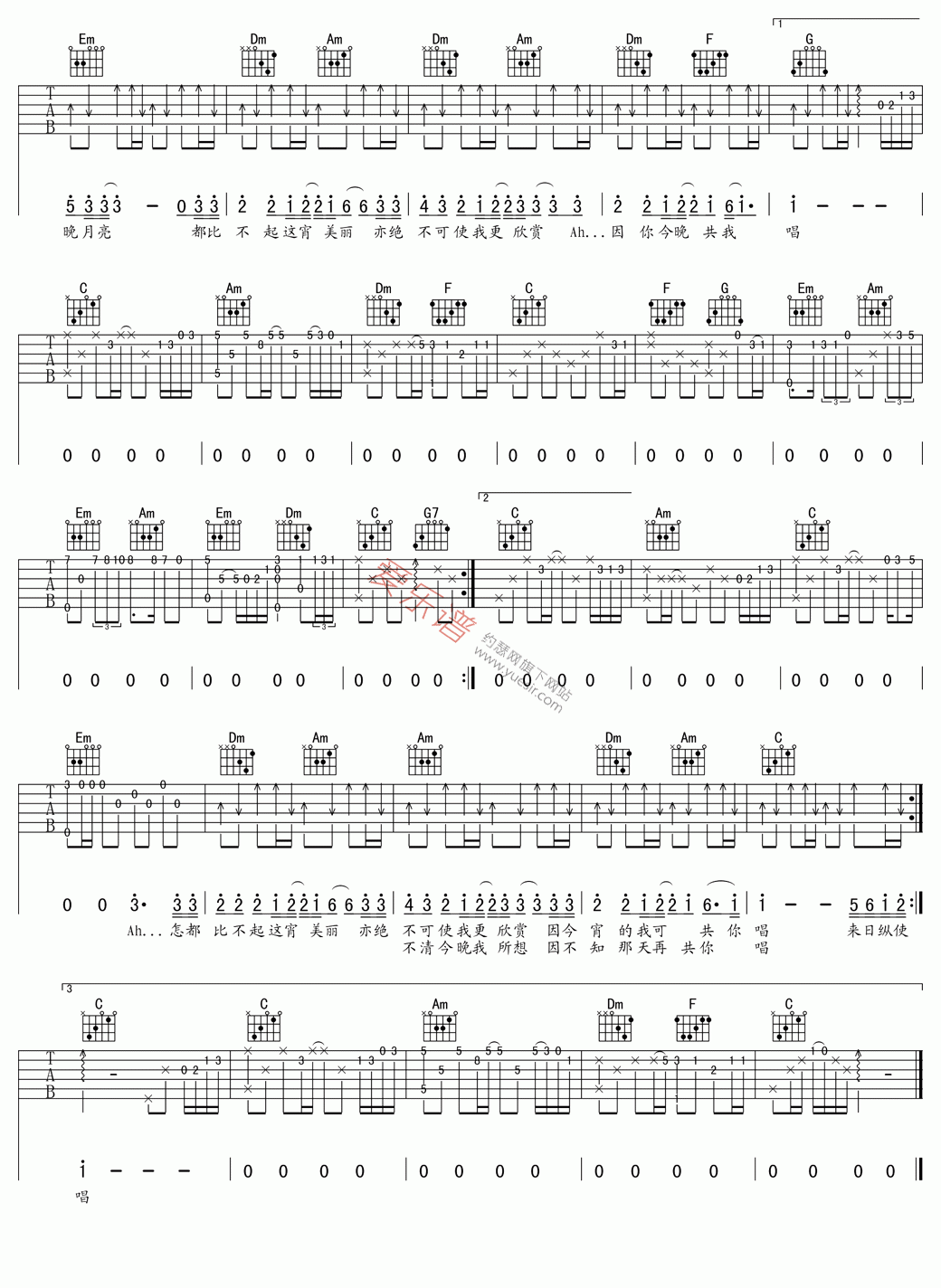 陈慧娴《千千阙歌》 吉他谱