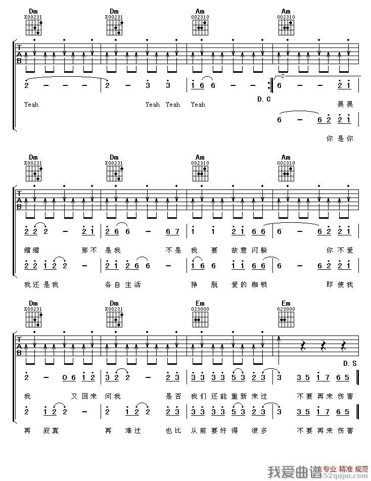 不要再来伤害我（阿潘音乐工场编配版） 吉他谱