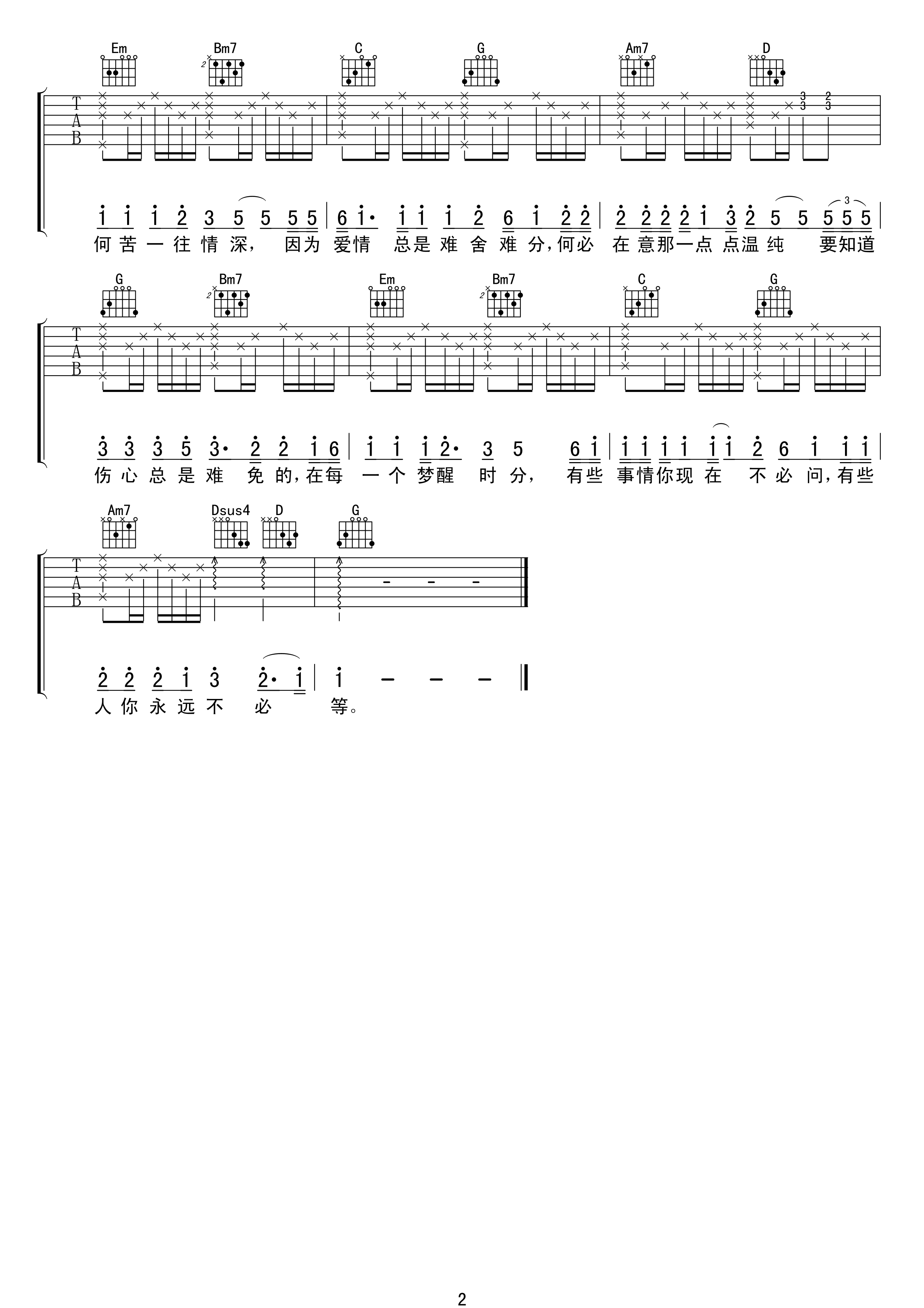 陈淑桦 梦醒时分吉他谱 C调弹唱谱 吉他谱