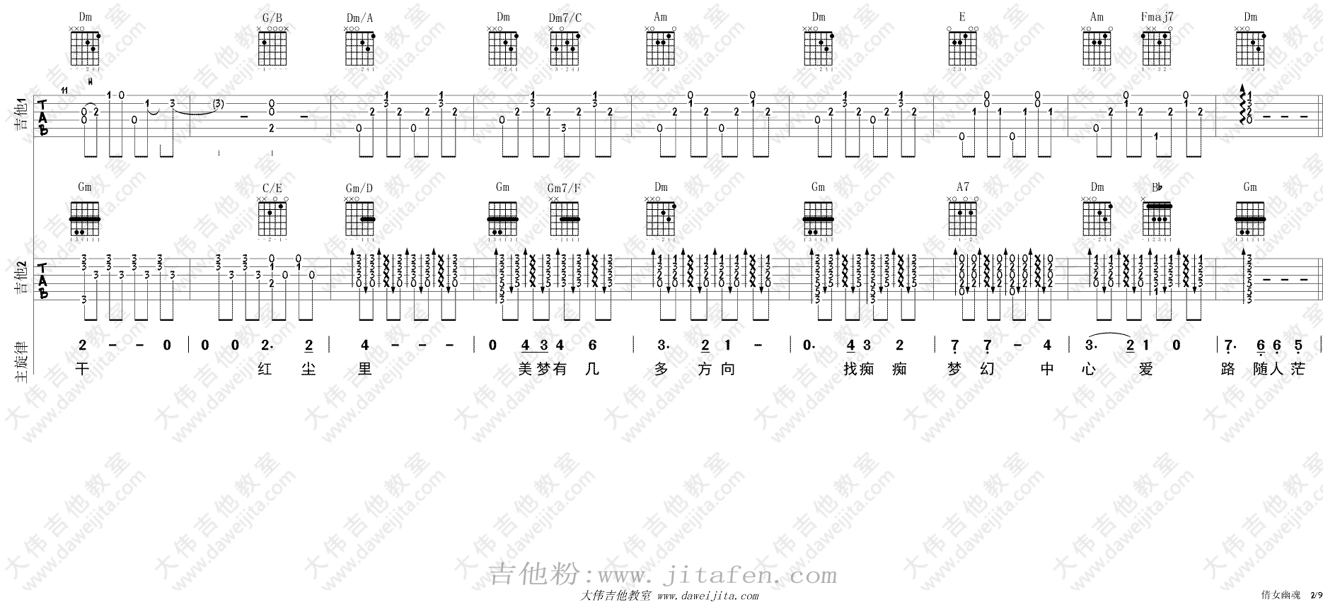 《倩女幽魂》主题曲吉他弹唱教学_张国荣 吉他谱