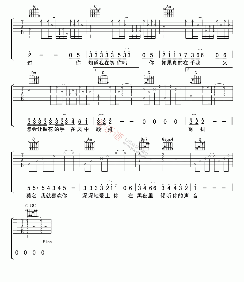 张洪量《你知道我在等你吗(高清版)》 吉他谱