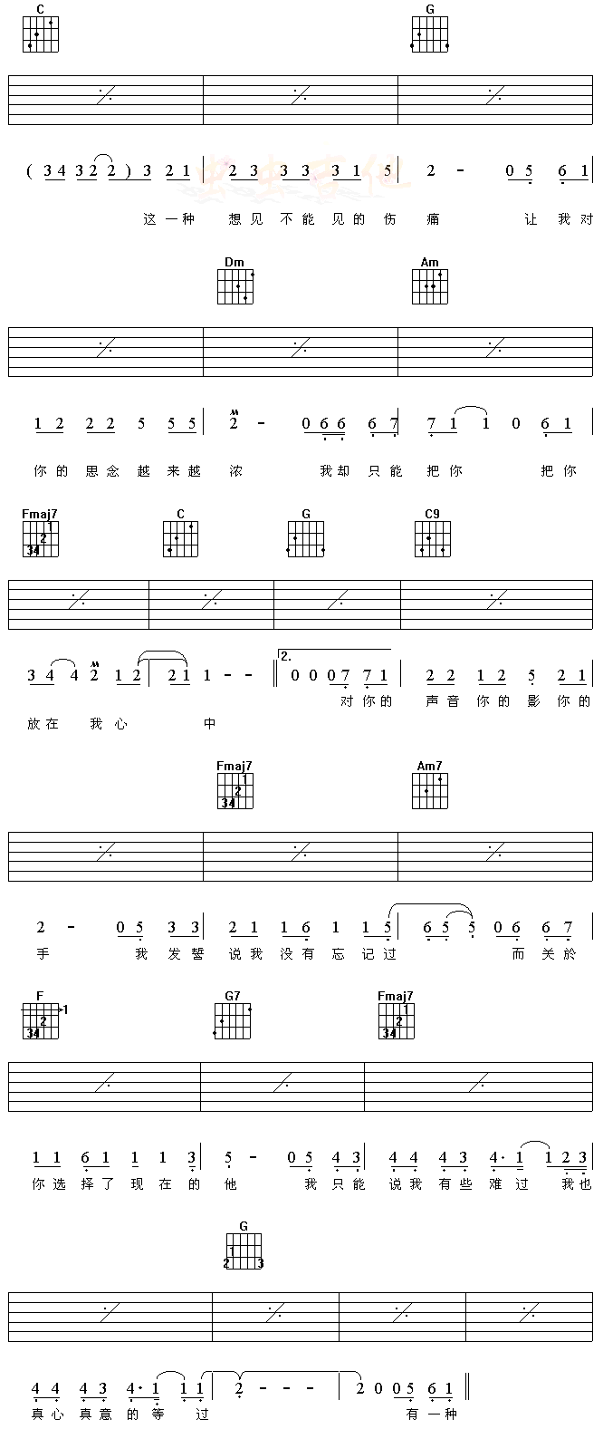 听说爱情回来过-认证谱 吉他谱