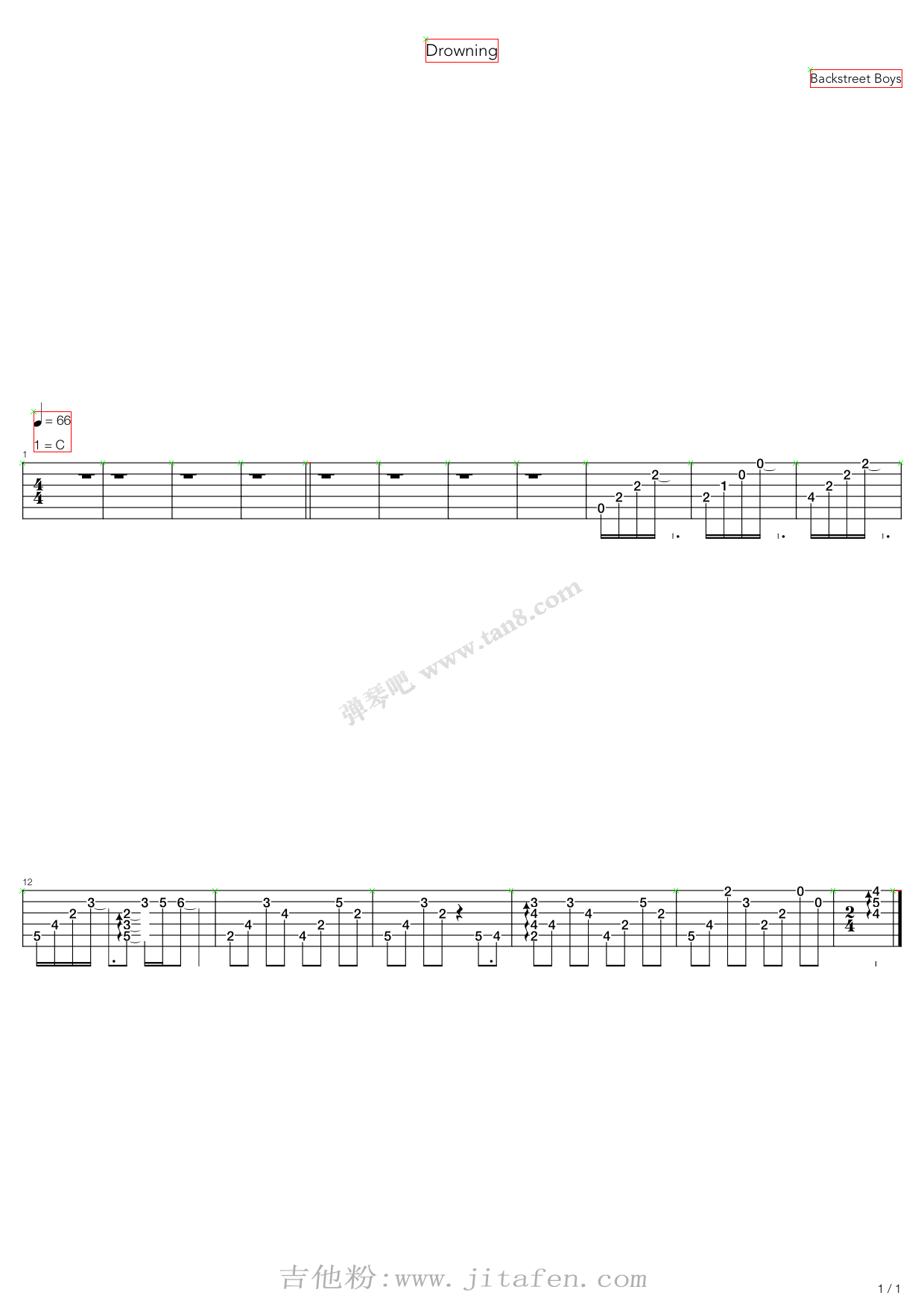 Drowning 吉他谱