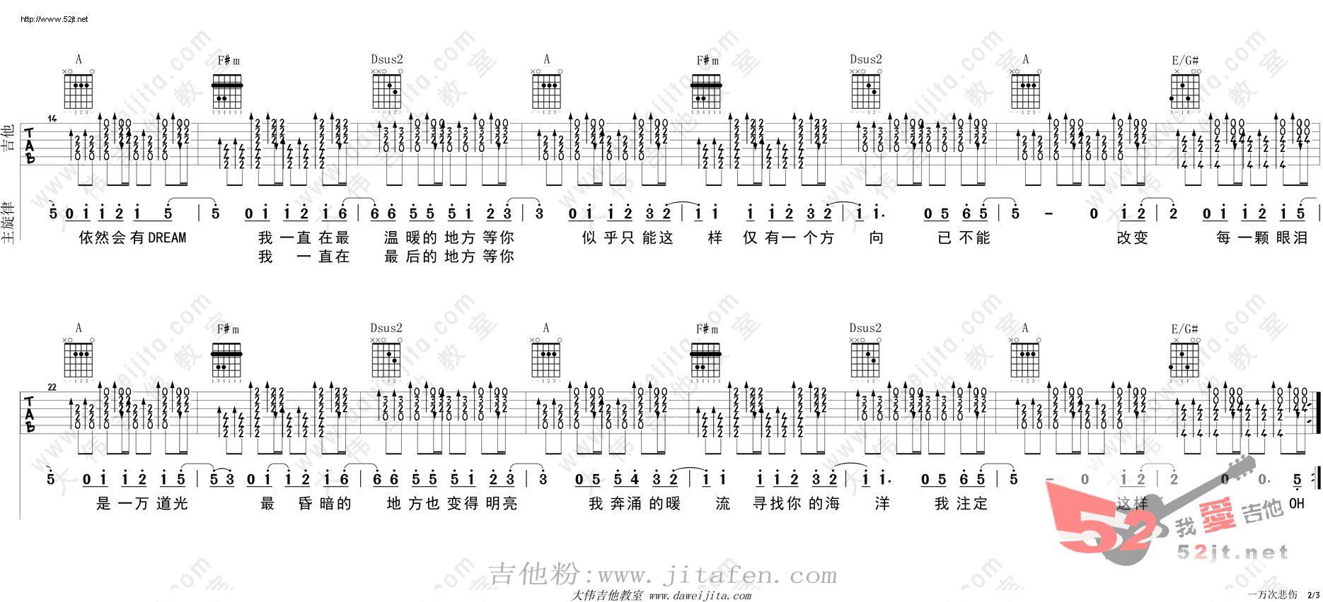 一万次悲伤 吉他谱