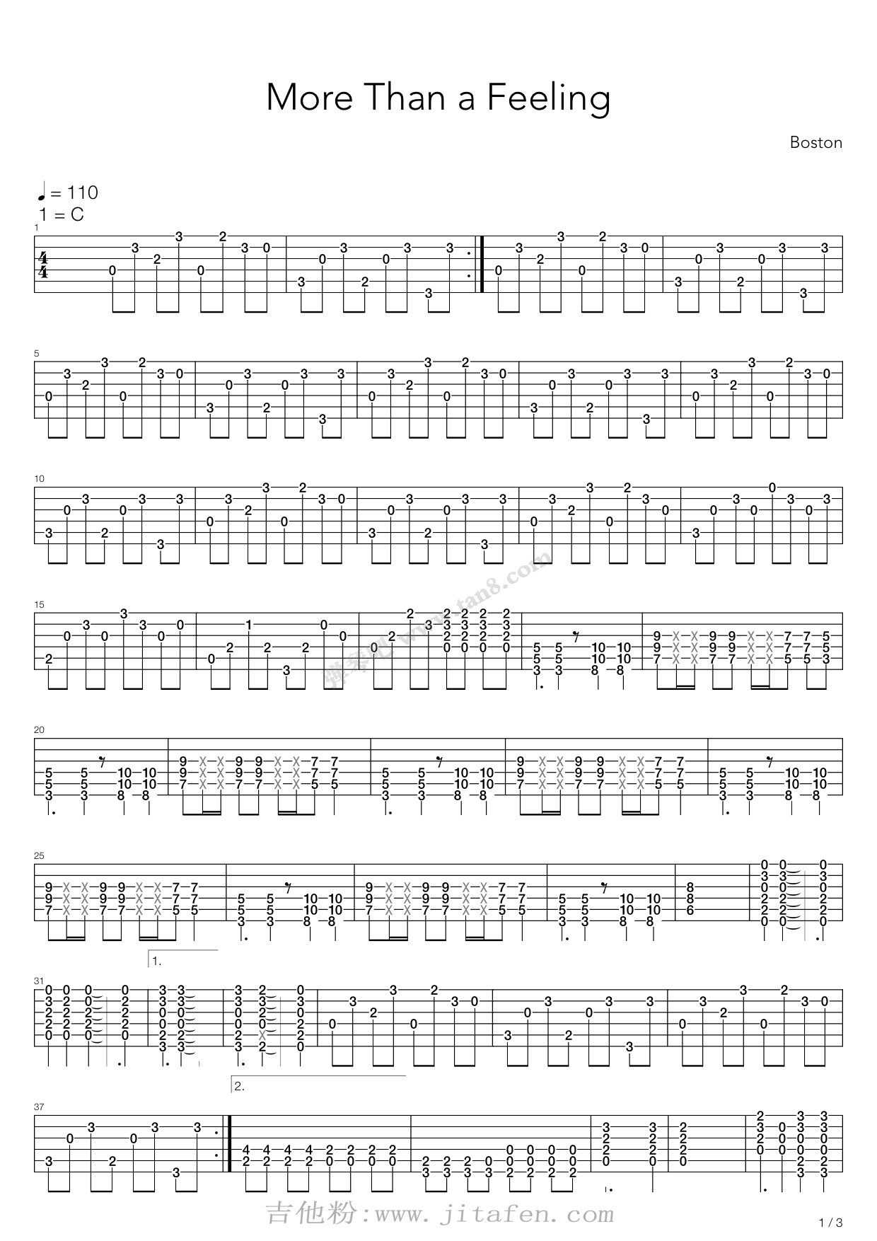 More than a feeling 吉他谱
