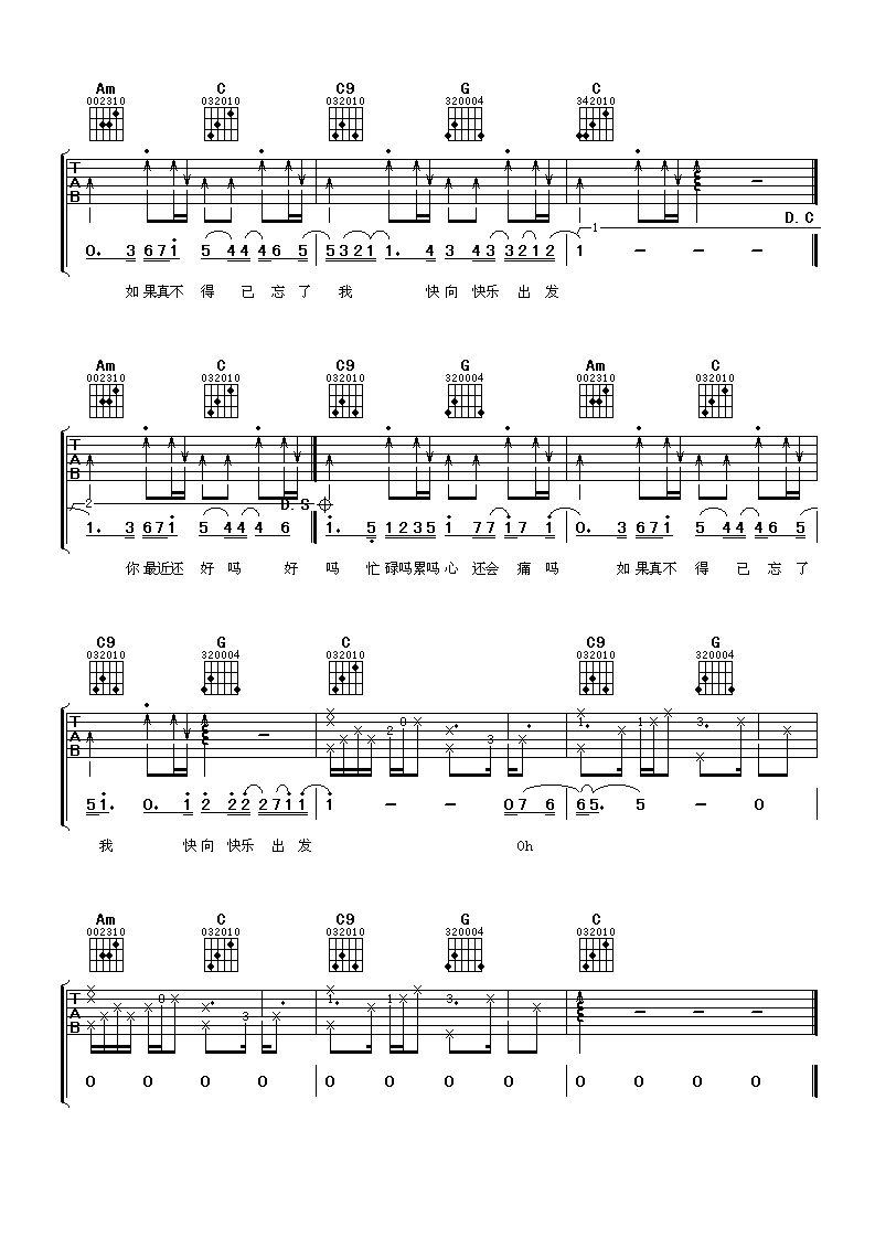 S.H.E 你最近还好吗 吉他谱