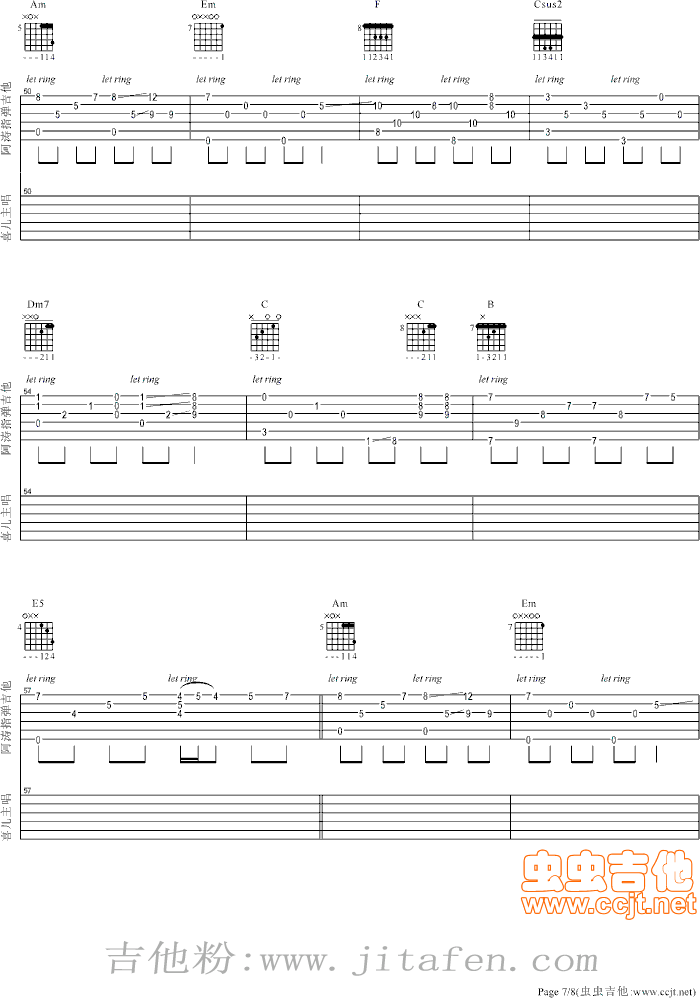 喜儿天空之城（中文弹唱版）阿涛指弹吉他 吉他谱