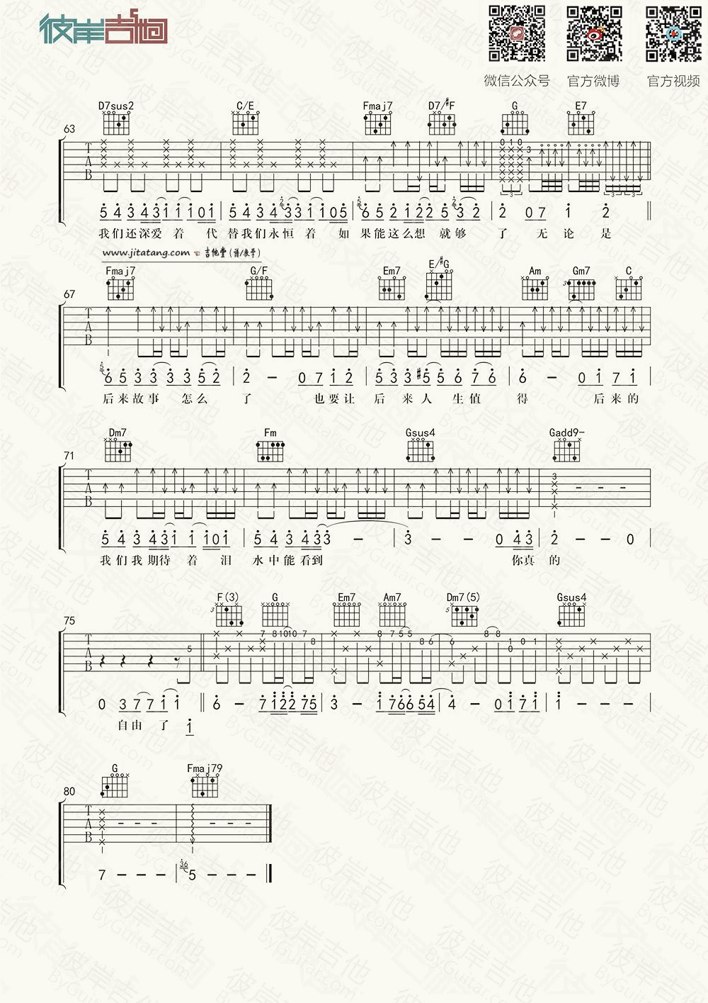 后来的我们吉他谱_五月天_高清C调弹唱谱 吉他谱