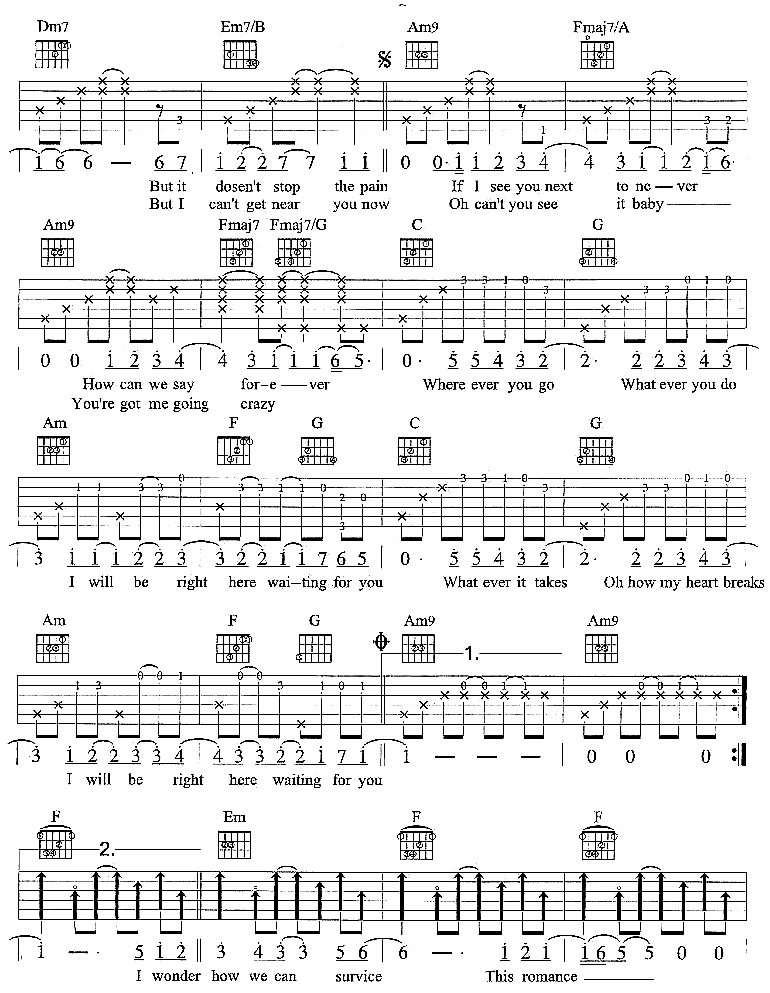 RightHereWaiting-(认证版) 吉他谱