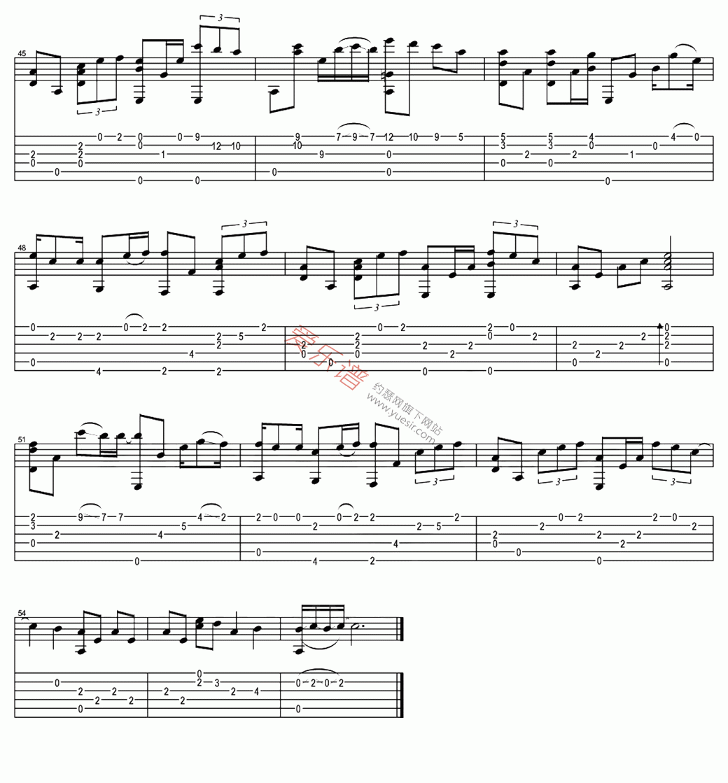 曲婉婷《我的歌声里(指弹版)》 吉他谱