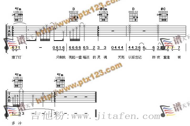 想你零点零一分-张靓颖(吉他谱) 吉他谱