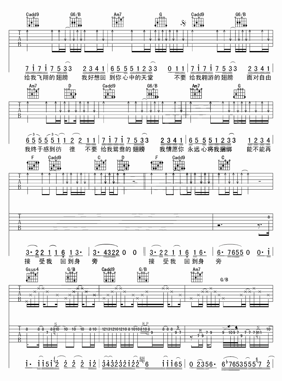 小安《翅膀》 吉他谱
