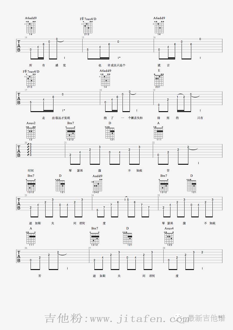 《如斯》吉他谱_丢火车乐队_《如斯》伴奏弹唱谱 吉他谱