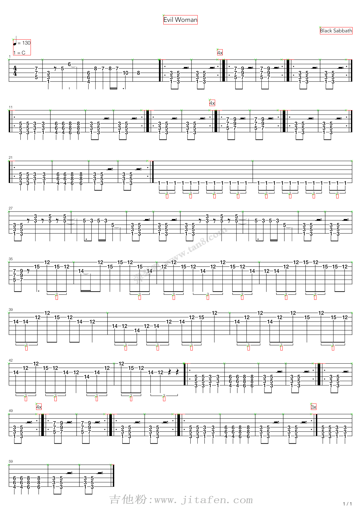 Evil Woman 吉他谱
