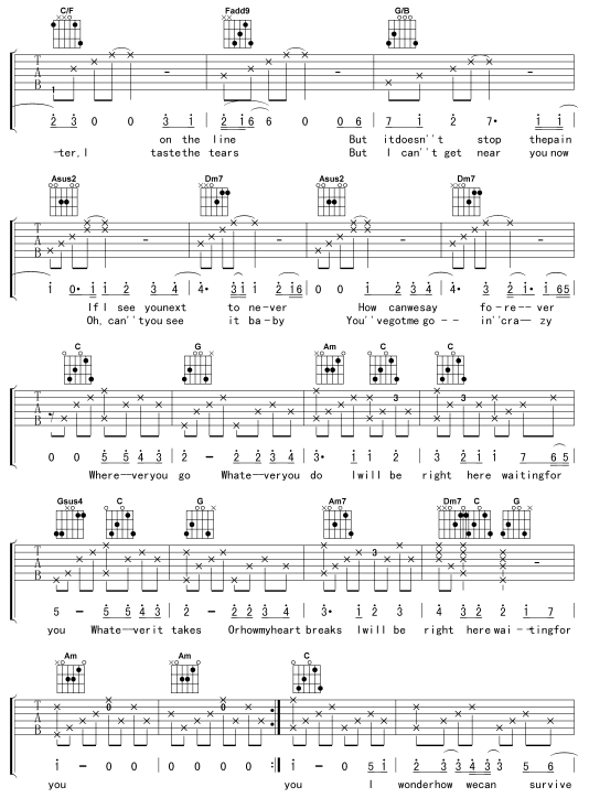 rightherewaiting-版本二 吉他谱