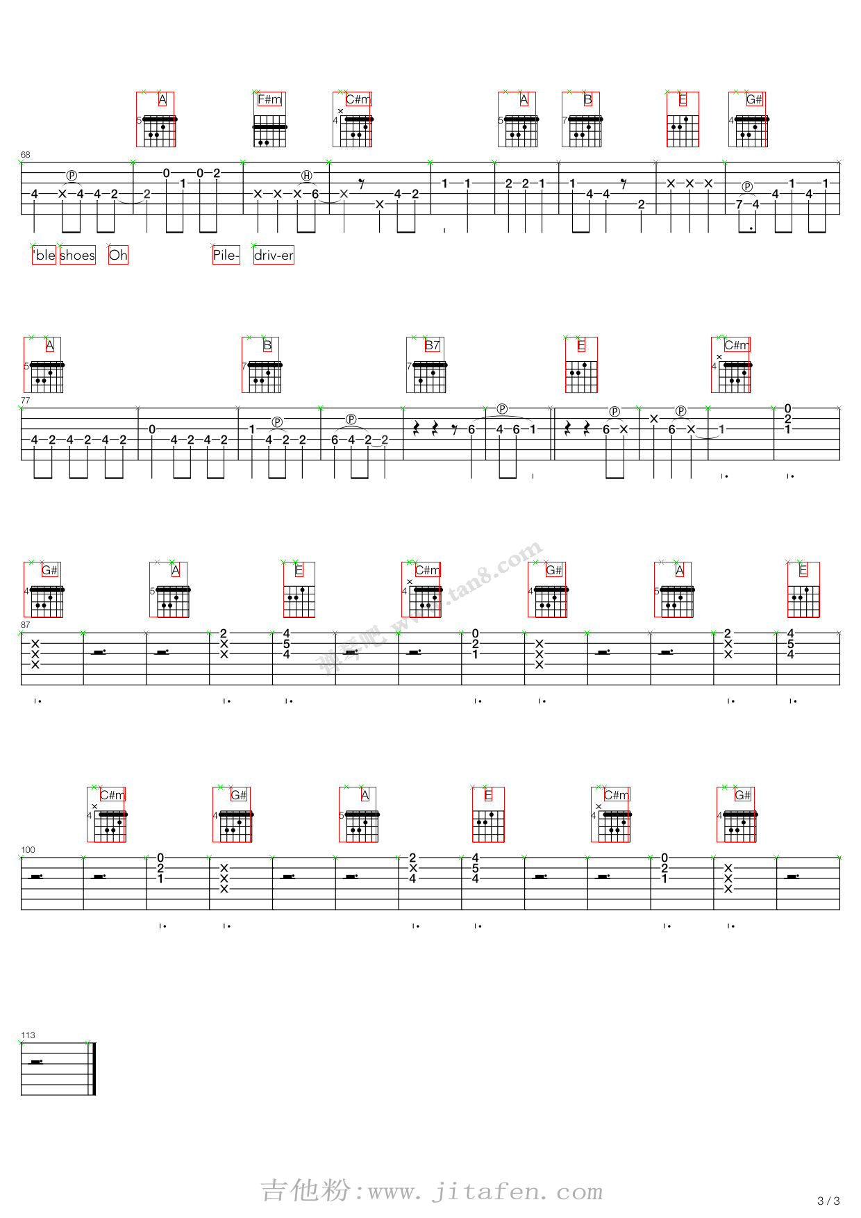 Piledriver Waltz 吉他谱