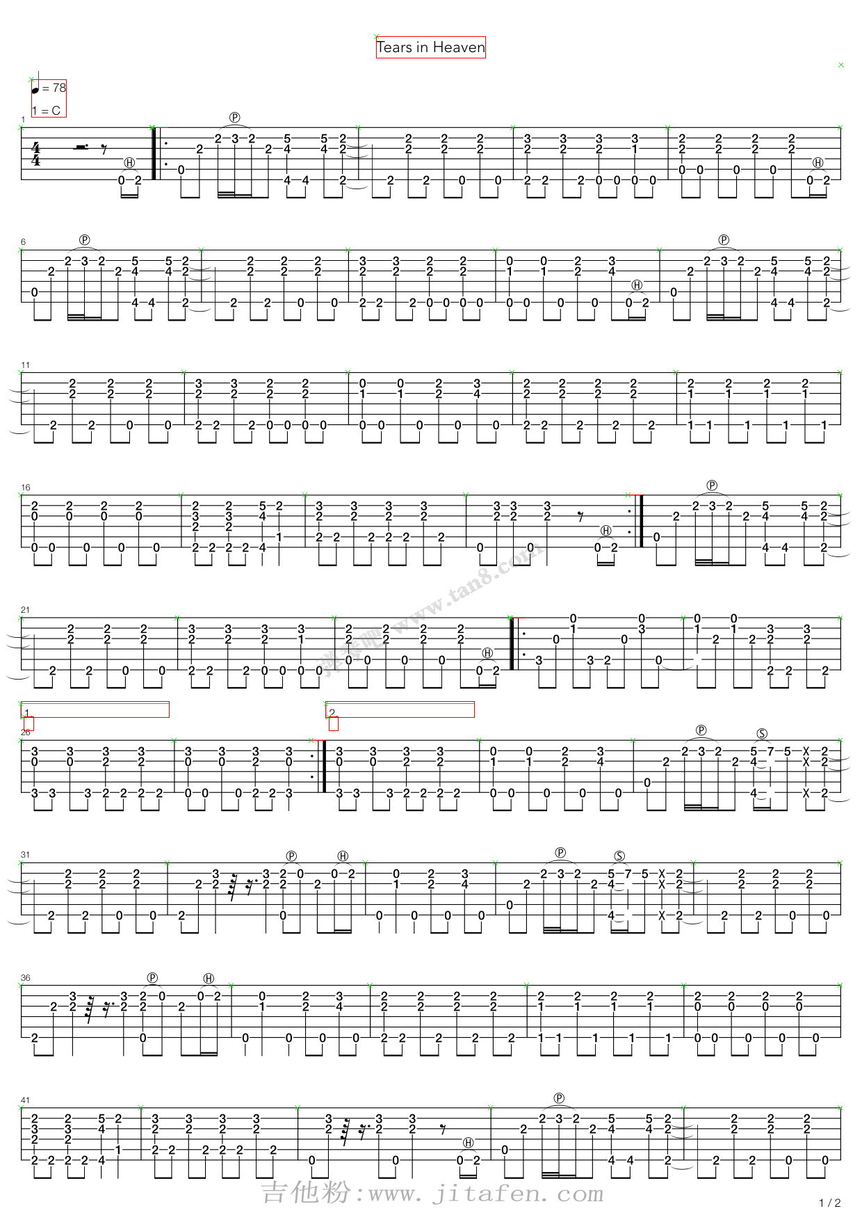 Tears in Heaven 吉他谱