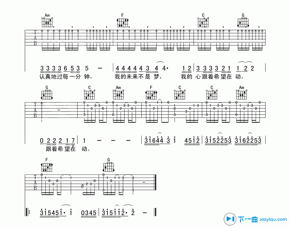 我的未来不是梦吉他谱C调（六线谱）_张雨生 吉他谱