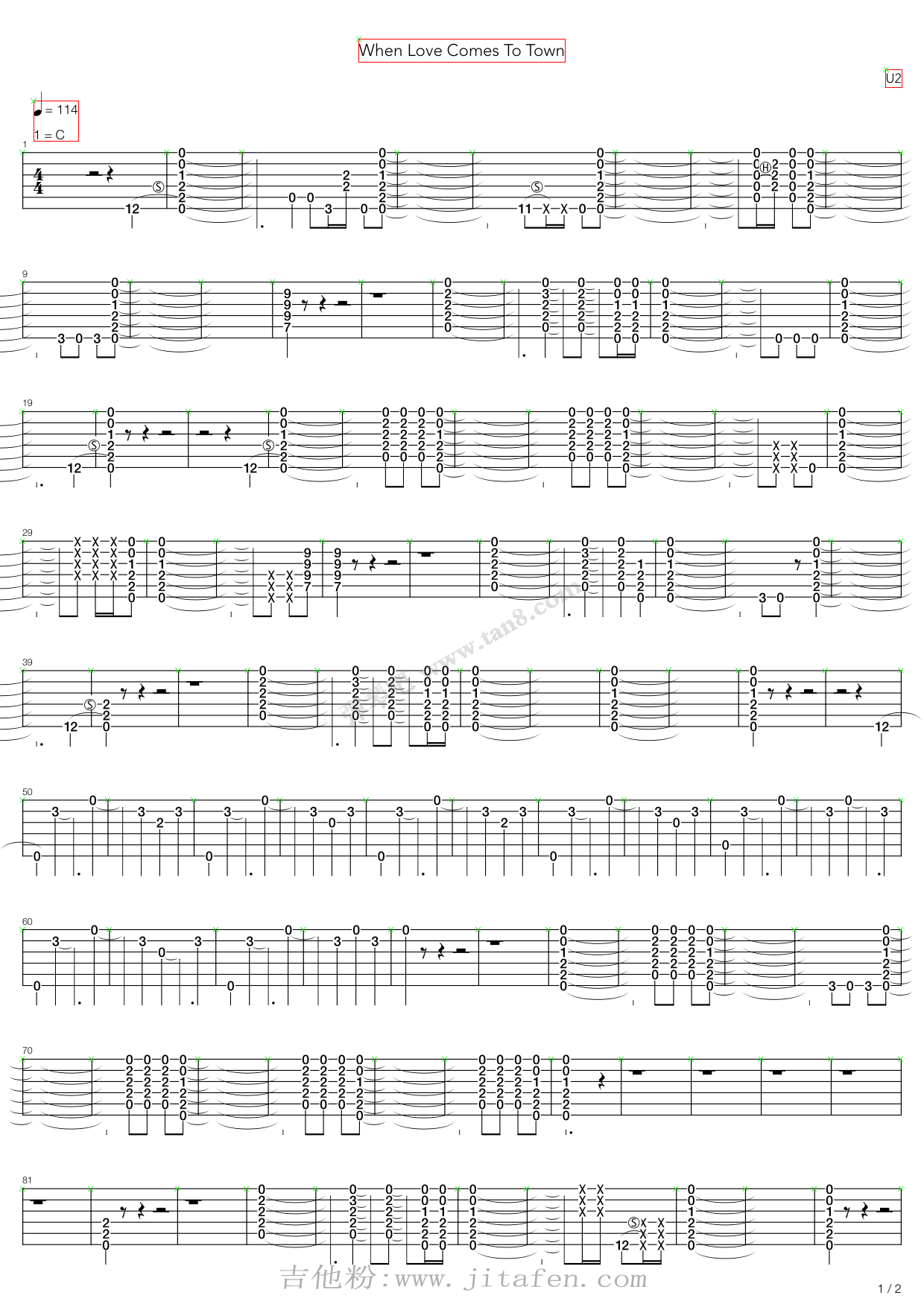 When Love Comes To Town 吉他谱