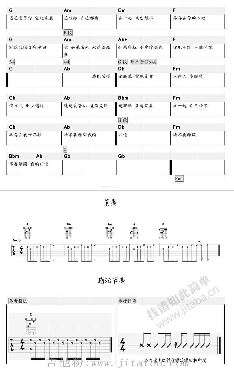 多远都要在一起吉他谱_带前奏图片谱_邓紫棋 吉他谱